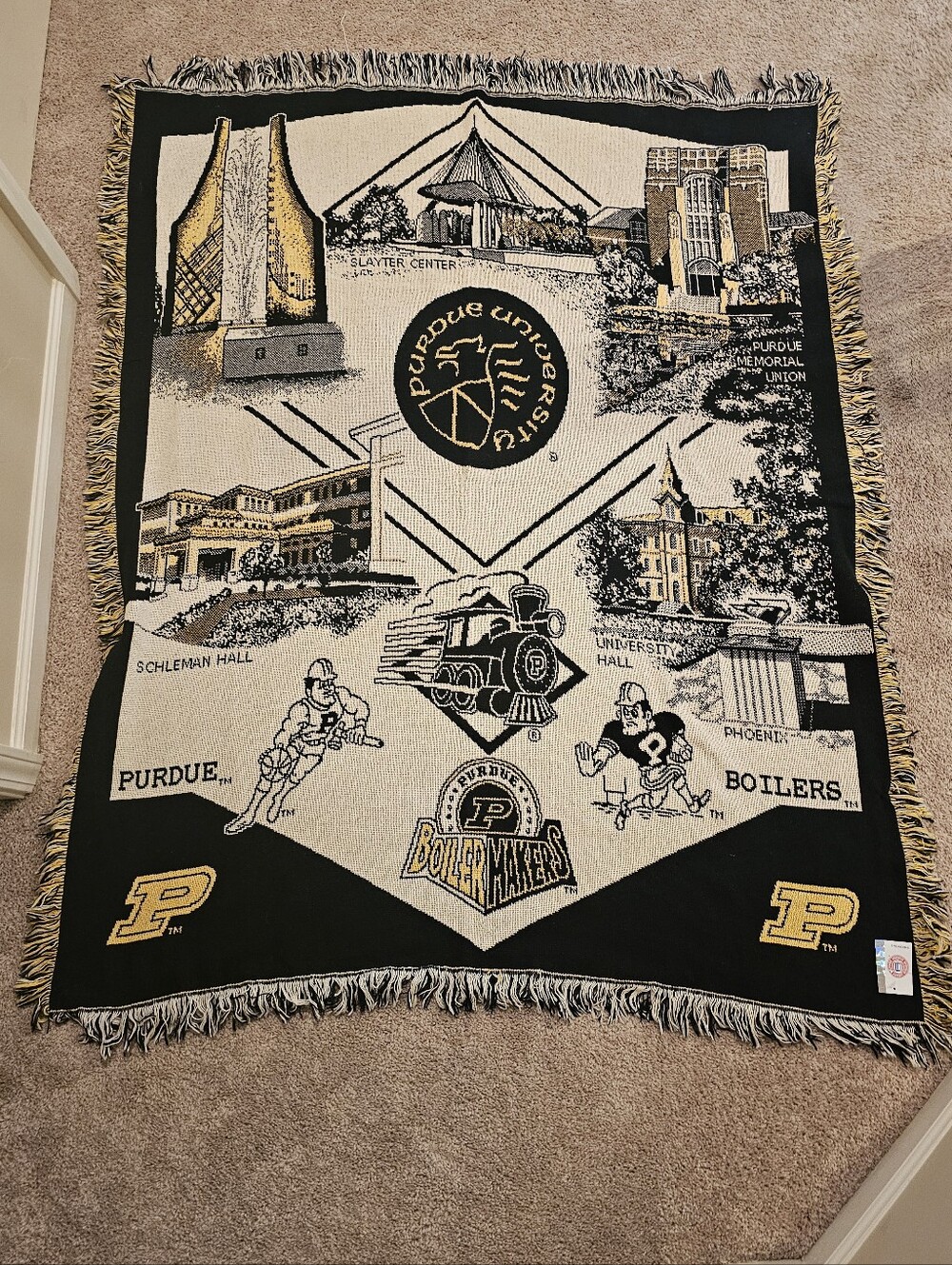 Vintage Vtg NWT Purdue University Woven Tapestry